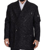 Dolce & Gabbana Black Wool Double Breasted Coat Men Jacket