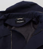 Dolce & Gabbana Blue Hooded Double Breasted Coat Jacket