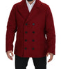Dolce & Gabbana Red Wool Double Breasted Coat Jacket