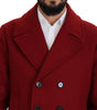 Dolce & Gabbana Red Wool Double Breasted Coat Jacket