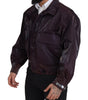 Dolce & Gabbana Purple Nylon Collared Biker Coat Jacket