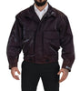 Dolce & Gabbana Purple Nylon Collared Biker Coat Jacket