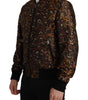 Dolce & Gabbana Brown Feather Full Zip Blouson Jacket