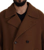 Dolce & Gabbana Brown Nylon Double Breasted Coat Jacket