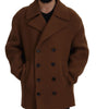 Dolce & Gabbana Brown Nylon Double Breasted Coat Jacket