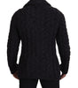 Dolce & Gabbana Black Wool Knit Double Breasted Coat Jacket
