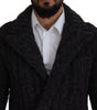 Dolce & Gabbana Black Wool Knit Double Breasted Coat Jacket