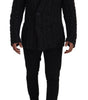 Dolce & Gabbana Black Wool Knit Double Breasted Coat Jacket