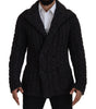 Dolce & Gabbana Black Wool Knit Double Breasted Coat Jacket