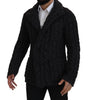 Dolce & Gabbana Black Wool Knit Double Breasted Coat Jacket
