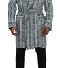 Dolce & Gabbana Blue Floral Cotton Robe Coat Jacket