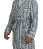 Dolce & Gabbana Blue Floral Cotton Robe Coat Jacket