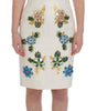 Dolce & Gabbana White Brocade Crystal Sheath Dress