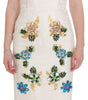 Dolce & Gabbana White Brocade Crystal Sheath Dress