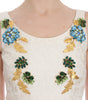 Dolce & Gabbana White Brocade Crystal Sheath Dress