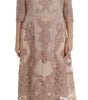 Dolce & Gabbana Pink Silk Lace Ricamo Shift Gown Dress