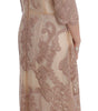 Dolce & Gabbana Pink Silk Lace Ricamo Shift Gown Dress