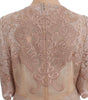 Dolce & Gabbana Pink Silk Lace Ricamo Shift Gown Dress
