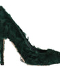 Escarpins élégants en cuir et fourrure verts Xiangao de Dolce &amp; Gabbana