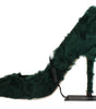 Escarpins élégants en cuir et fourrure verts Xiangao de Dolce &amp; Gabbana