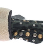 Dolce & Gabbana Gray Wool Shearling Studded Green Leopard Gloves