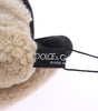 Dolce & Gabbana Gray Wool Shearling Studded Green Leopard Gloves
