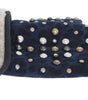 Dolce & Gabbana Gray Wool Shearling Studded Blue Leopard Gloves