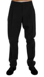Dolce & Gabbana Blue Striped Cotton Dress Formal Pants