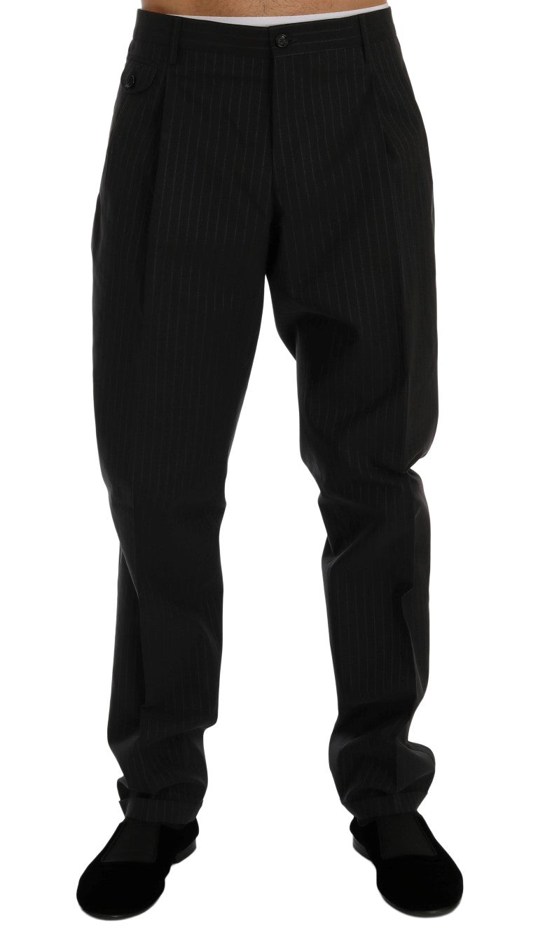 Dolce & Gabbana Blue Striped Cotton Dress Formal Pants