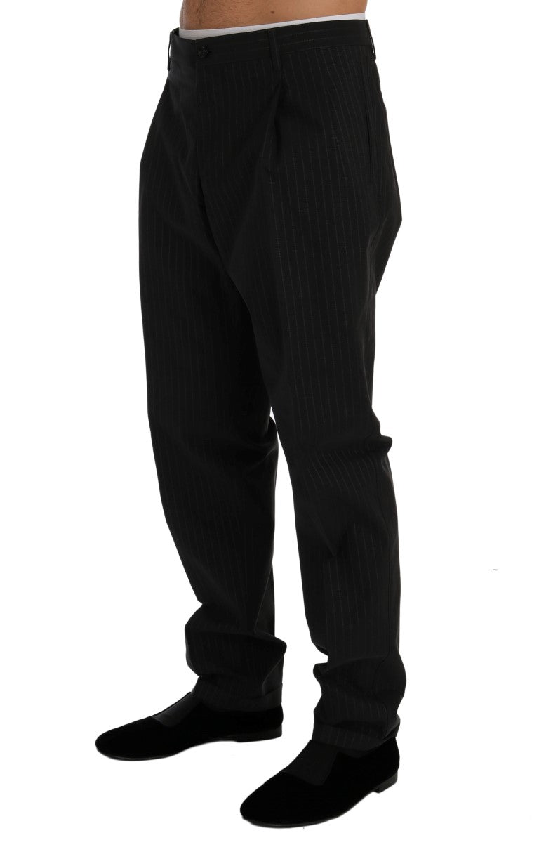 Dolce & Gabbana Blue Striped Cotton Dress Formal Pants