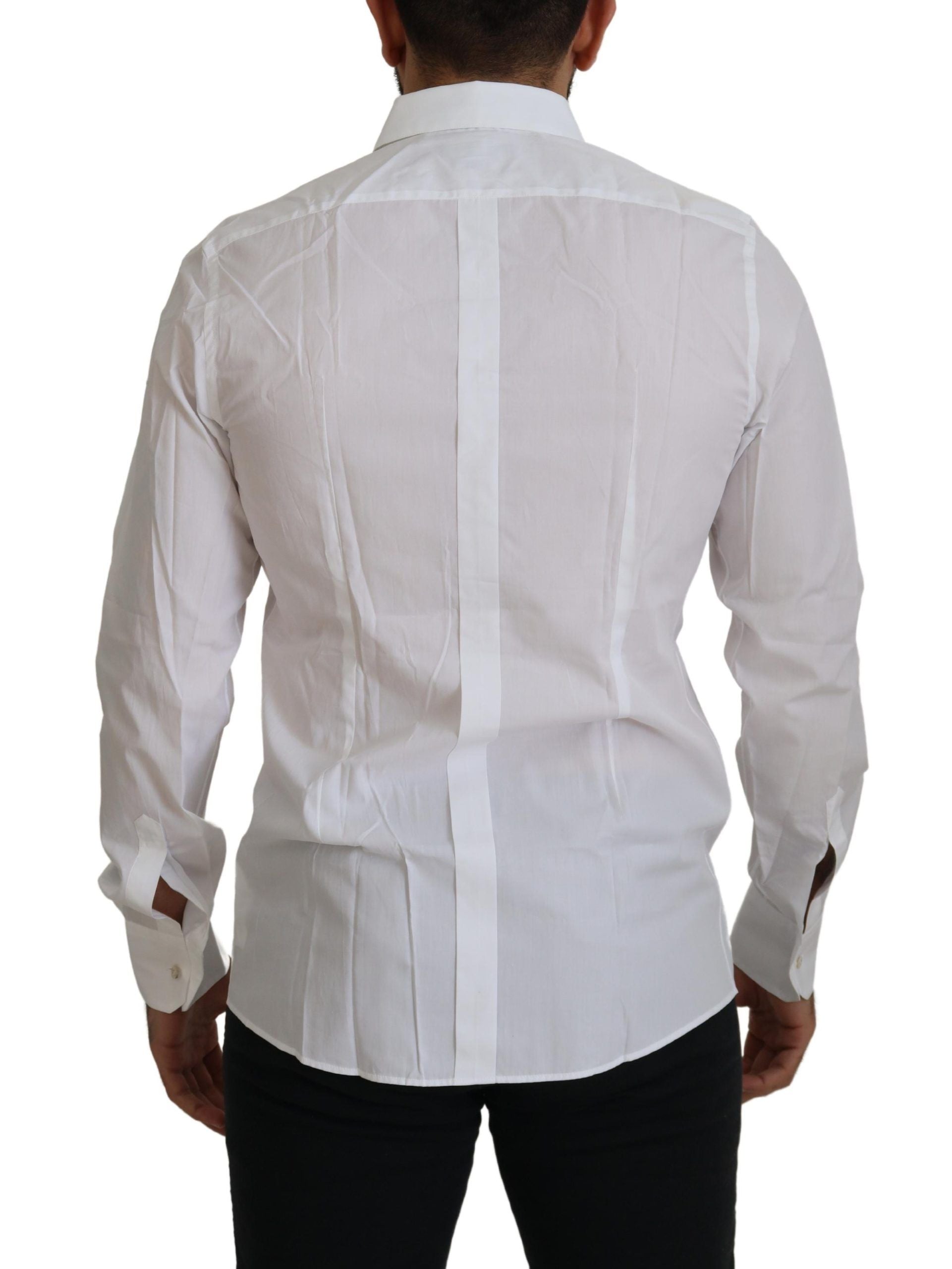 Chemise élégante à plumes de paon blanches Dolce &amp; Gabbana