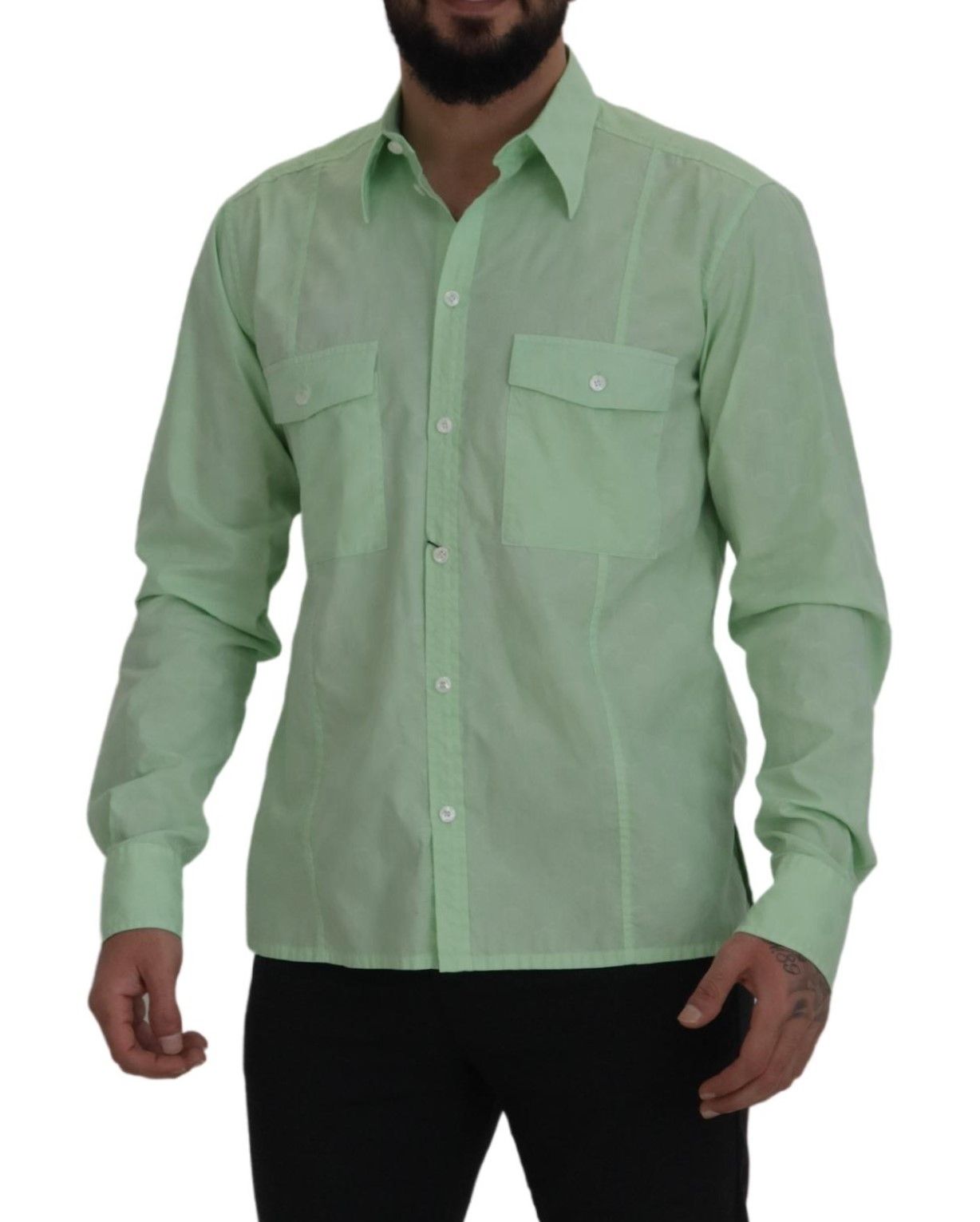 Chemise boutonnée décontractée coupe slim vert menthe Dolce &amp; Gabbana
