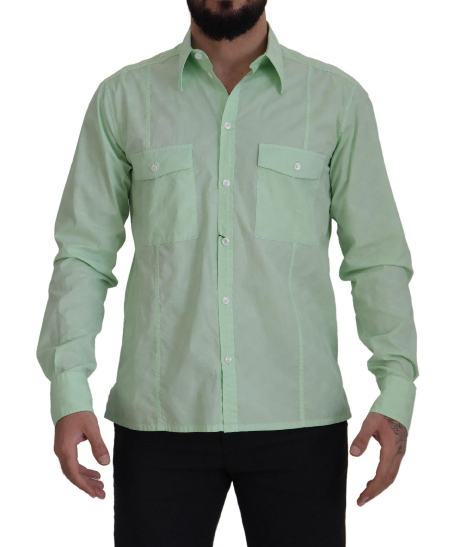 Chemise boutonnée décontractée coupe slim vert menthe Dolce &amp; Gabbana