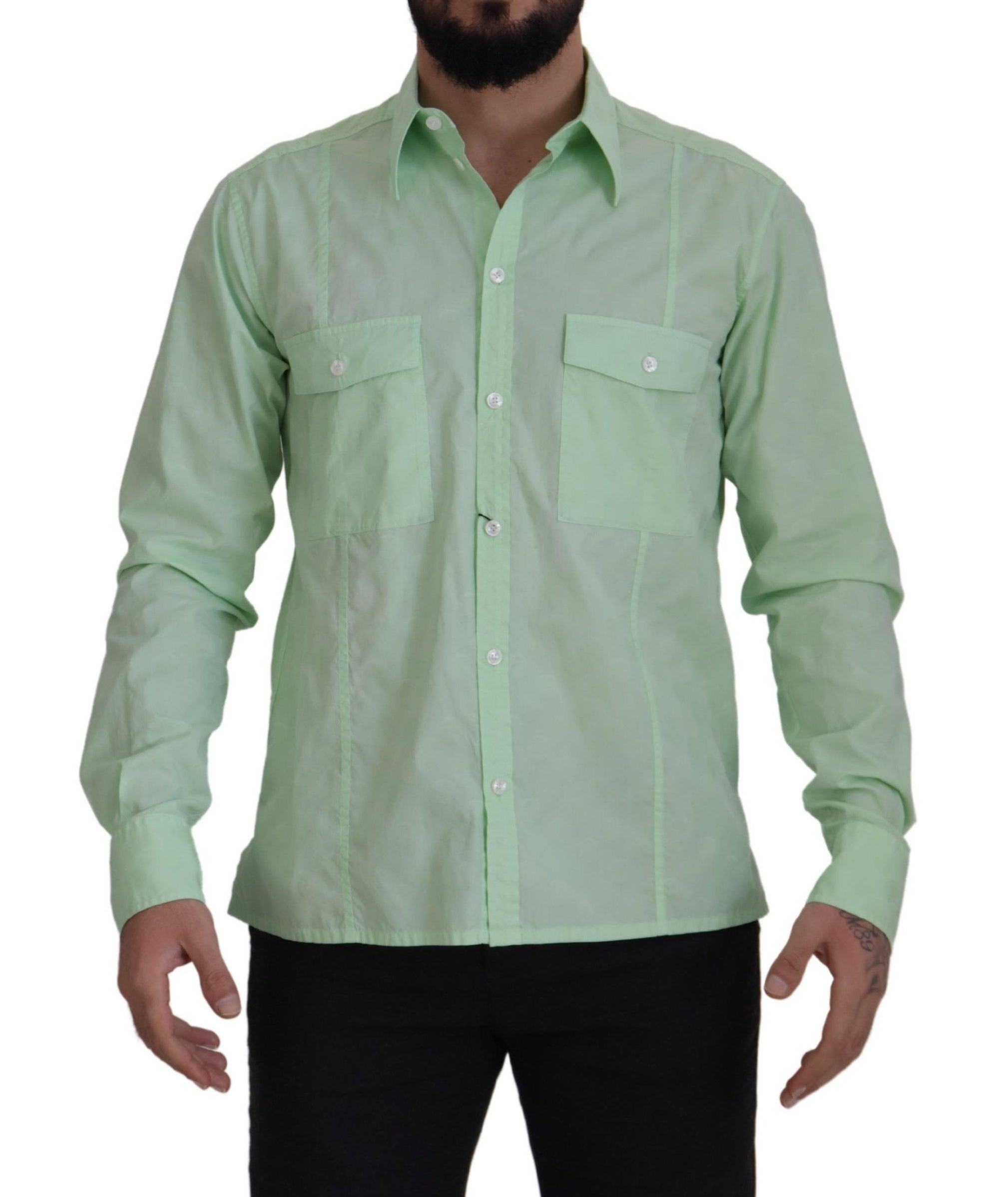 Chemise boutonnée décontractée coupe slim vert menthe Dolce &amp; Gabbana