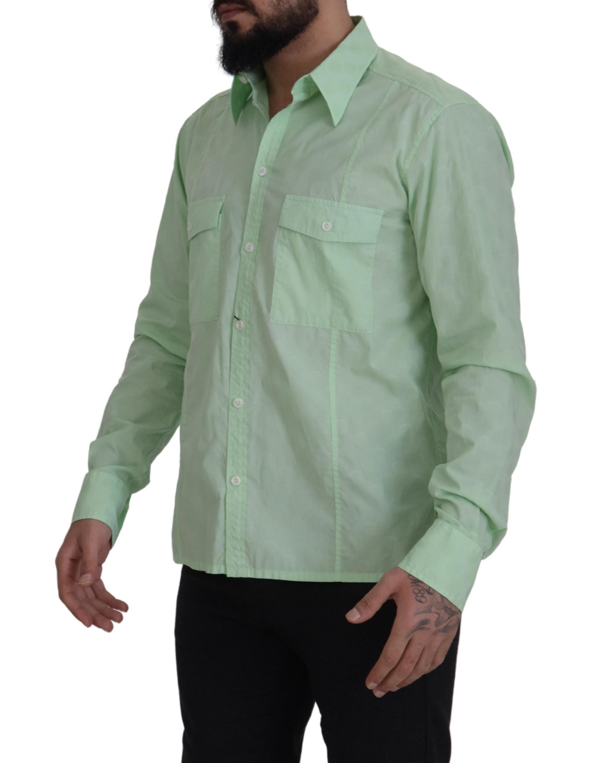 Chemise boutonnée décontractée coupe slim vert menthe Dolce &amp; Gabbana