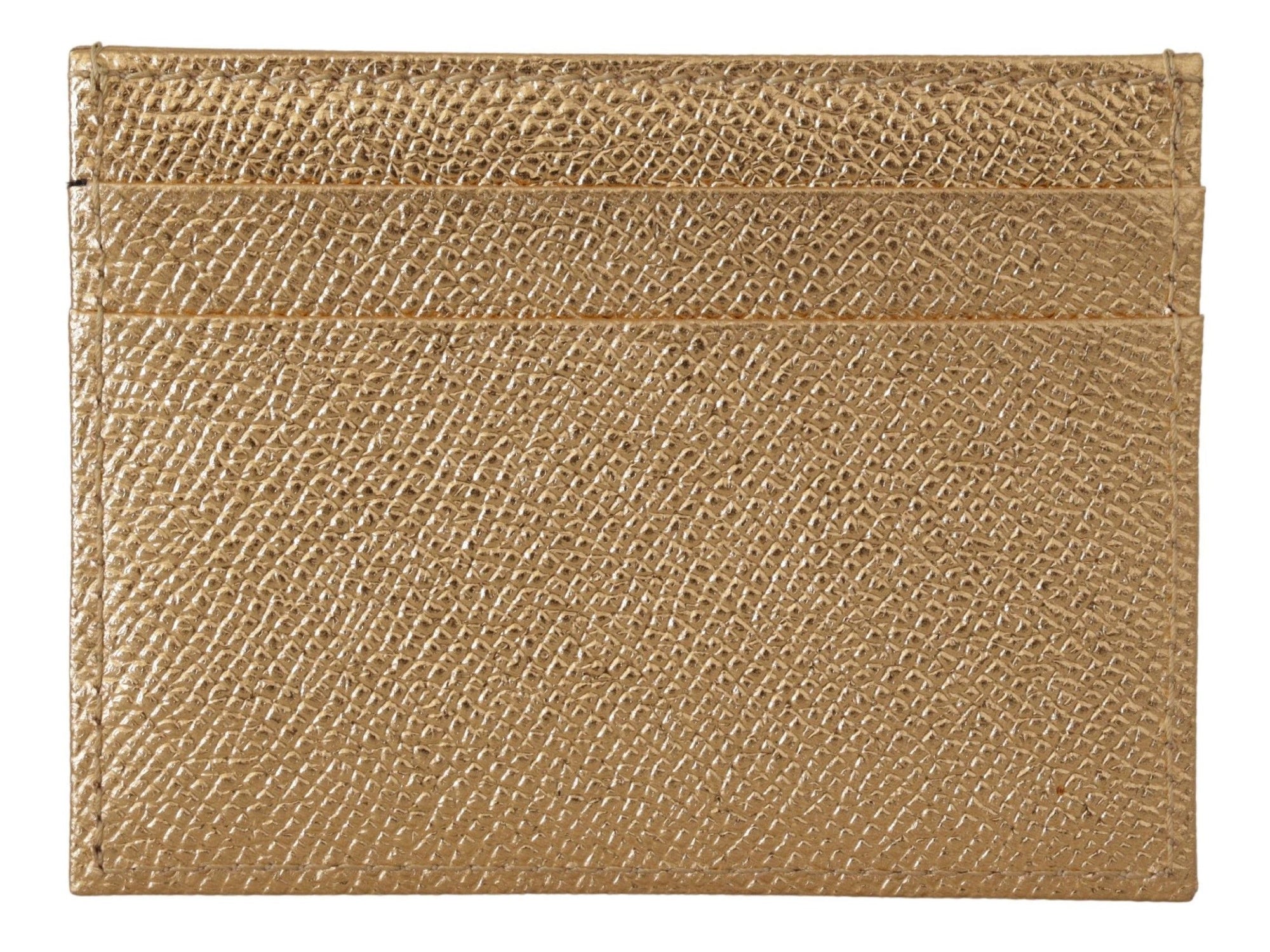 Porte-cartes élégant en cuir doré Dolce & Gabbana