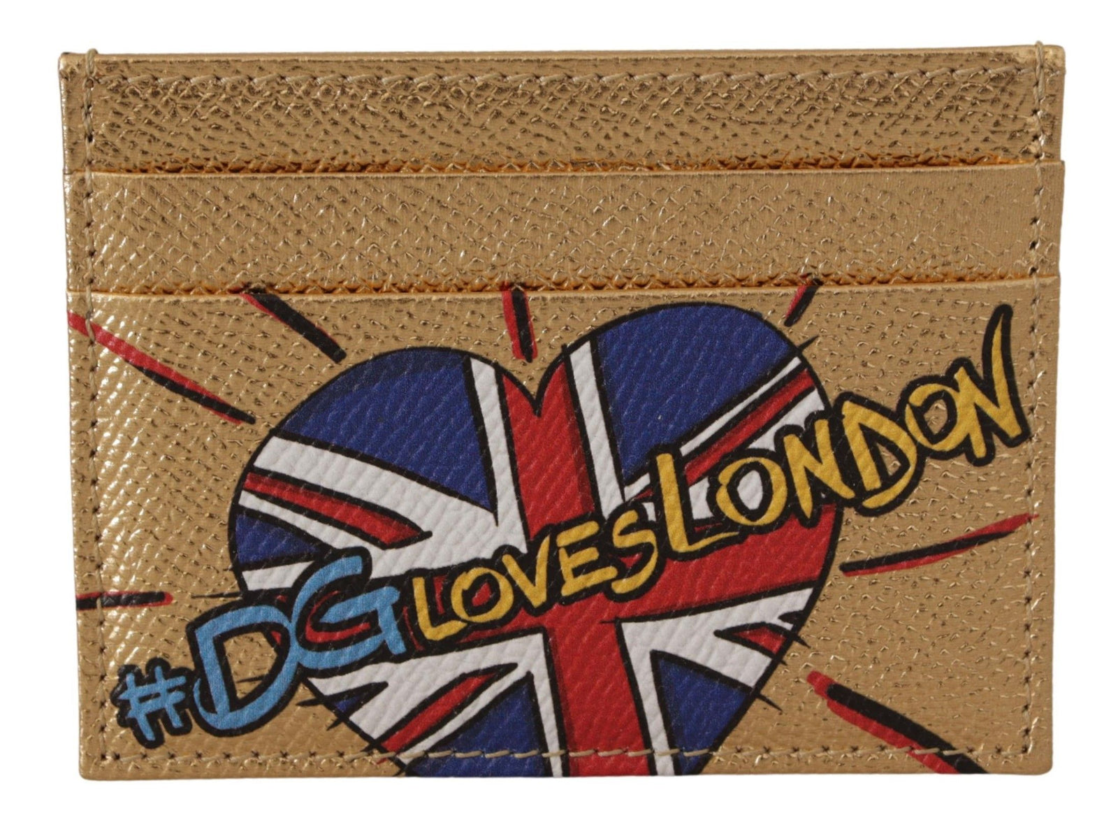 Porte-cartes élégant en cuir doré Dolce & Gabbana