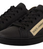 Baskets basses en cuir noir et doré Dolce &amp; Gabbana Chic