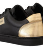 Baskets basses en cuir noir et doré Dolce &amp; Gabbana Chic