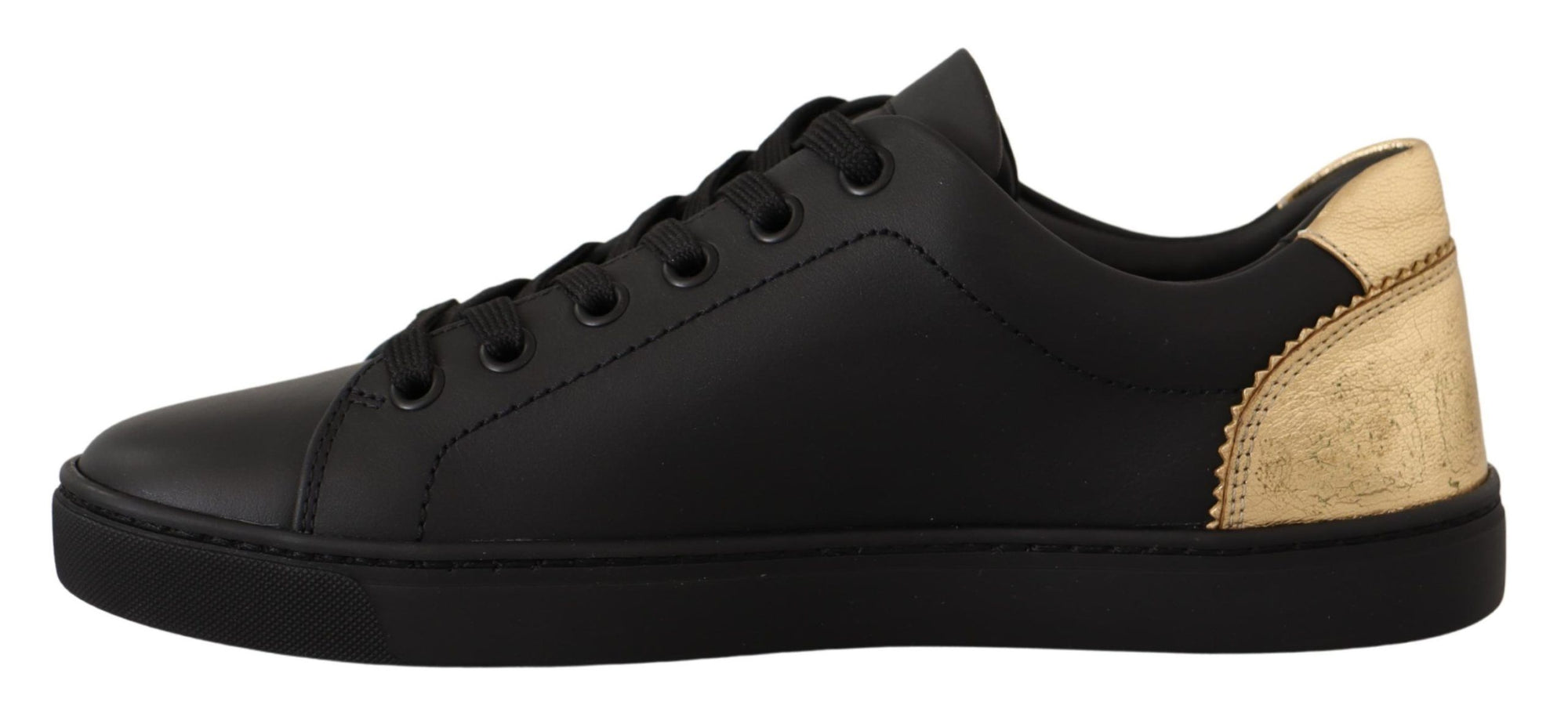 Baskets basses en cuir noir et doré Dolce &amp; Gabbana Chic