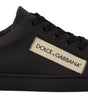 Baskets basses en cuir noir et doré Dolce &amp; Gabbana Chic