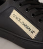 Baskets basses en cuir noir et doré Dolce &amp; Gabbana Chic