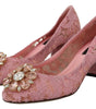Escarpins Dolce &amp; Gabbana en dentelle rose pastel ornés de cristaux