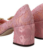Escarpins Dolce &amp; Gabbana en dentelle rose pastel ornés de cristaux