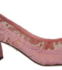 Escarpins Dolce &amp; Gabbana en dentelle rose pastel ornés de cristaux