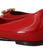 Dolce & Gabbana Red Leather Crystals Loafers Flats Shoes