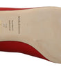 Dolce & Gabbana Red Leather Crystals Loafers Flats Shoes