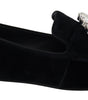 Dolce & Gabbana Black Velvet Crystals Loafers Flats Shoes