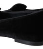 Dolce & Gabbana Black Velvet Slip Ons Loafers Flats Shoes