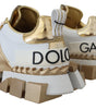 Baskets élégantes en cuir blanc et doré Dolce &amp; Gabbana